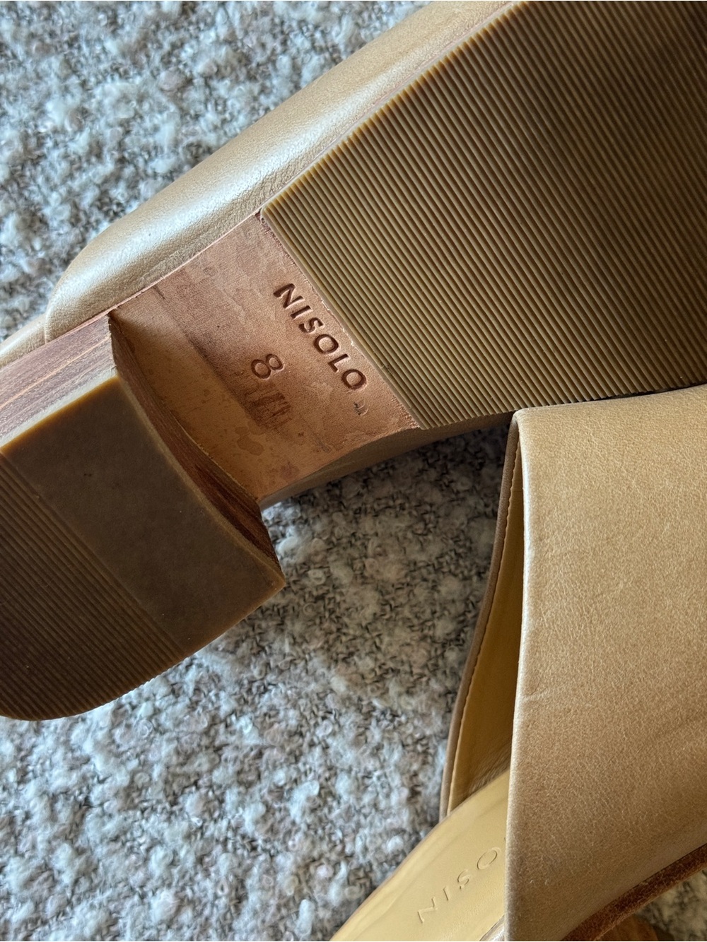 Nisolo Leather Block Heel Mules | Size 8 | Tan/Camel - Picture 4 of 5